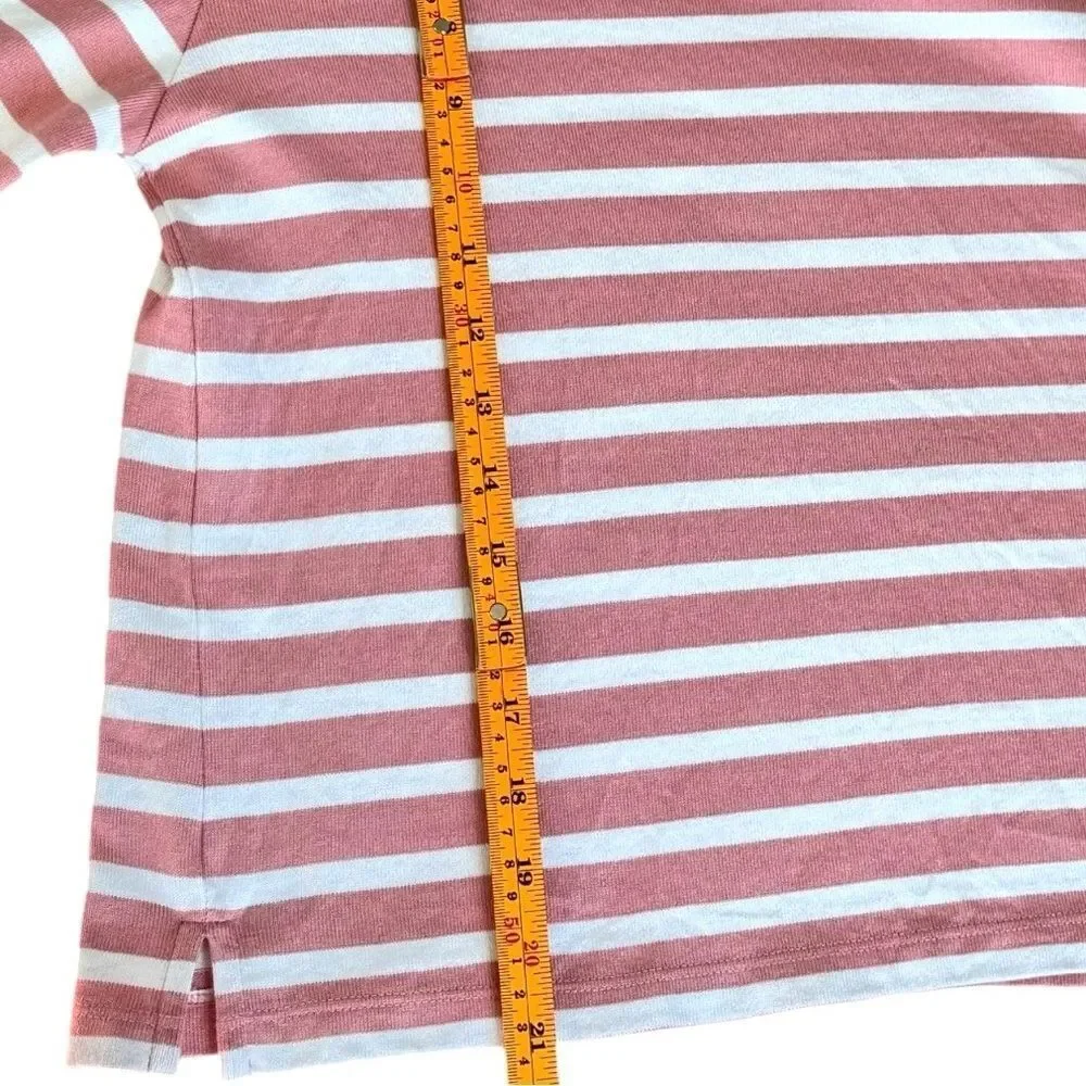 Boden Notch Collar Long Sleeve Pink & White Stripe Pullover Top Shirt. NWOT. XS. - Picture 5 of 8